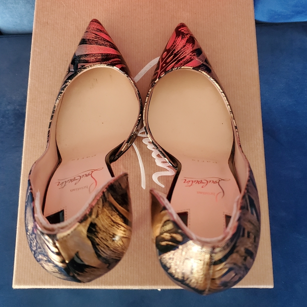 Christian Louboutin Iriza Black Gold 100mm 36.5 - Picture 2 of 6